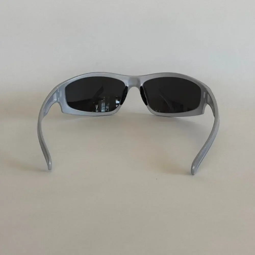 Y2K Grey Silver Sporty Sunglasses Unisex Athletic Style UVA UVB